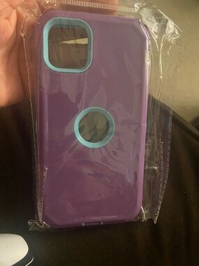 Purple Protective Phone Case with Blue Accents. For iPhone 11 Pro